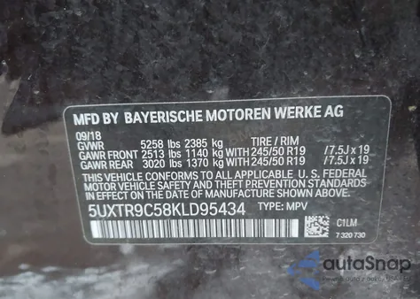 2019 BMW X3 xDrive30I z USA, uszkodzony, nr VIN 5UXTR9C58KLD95434